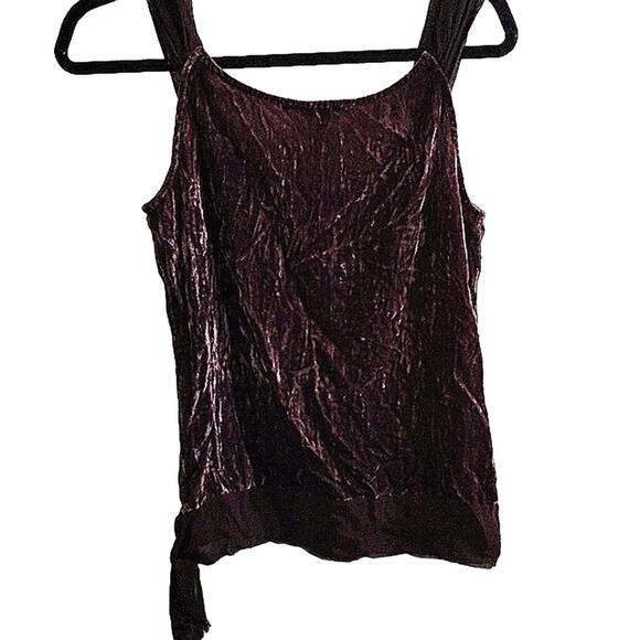 Y2K BCBGMaxAzria Crushed Velvet Top Sz M Brown Beaded Camisole Boho Festival VNT - Picture 14 of 16